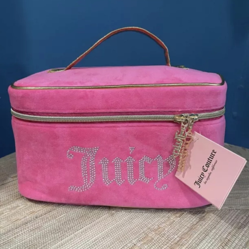 Juicy Couture Pink Rhinestone Makeup Bag Train Case
